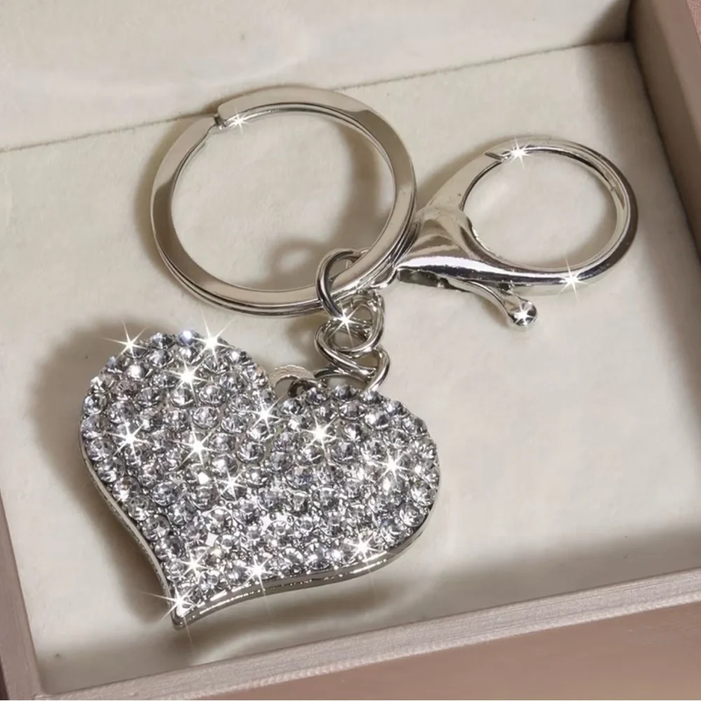 Silver sparkling Heart Keychain